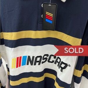 NASCAR Polo - Navy and Gold Striped Polo Shirt